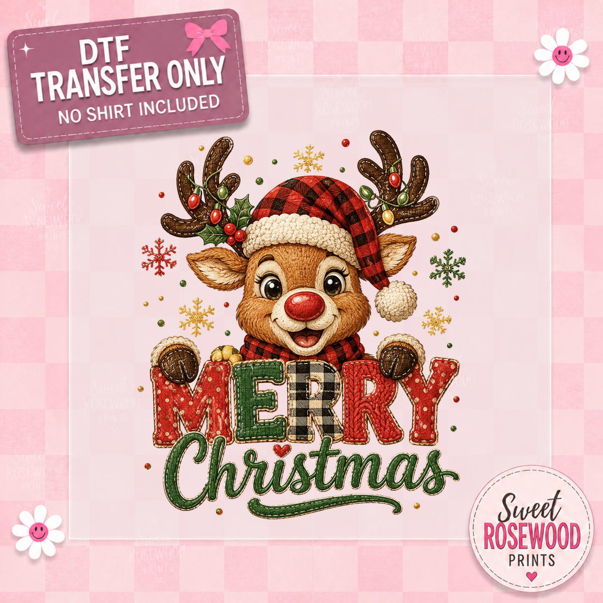 MERRY CHRISTMAS REINDEER W/HAT