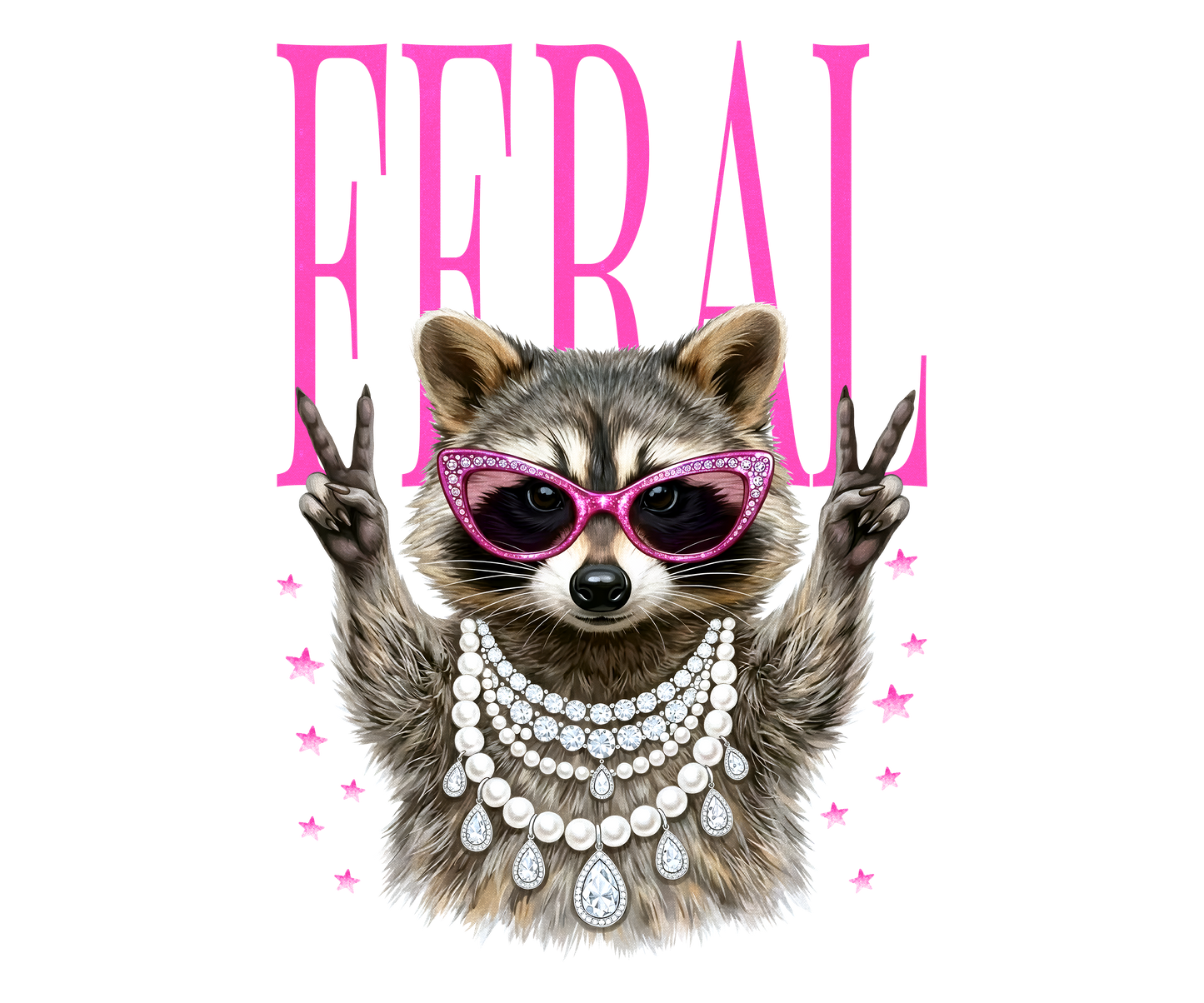 FERAL RACCOON - CLEAR FILM SCREENPRINT