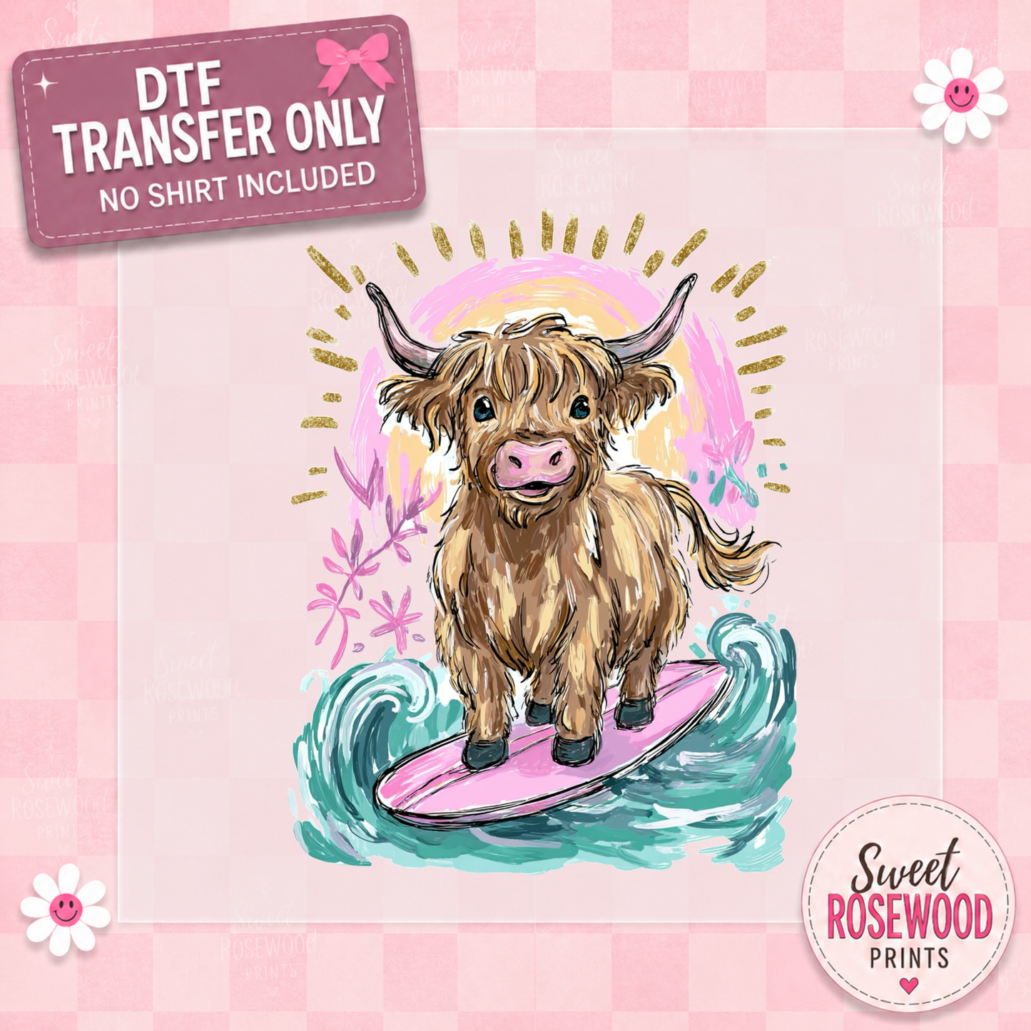 COW ON SURFBOARD