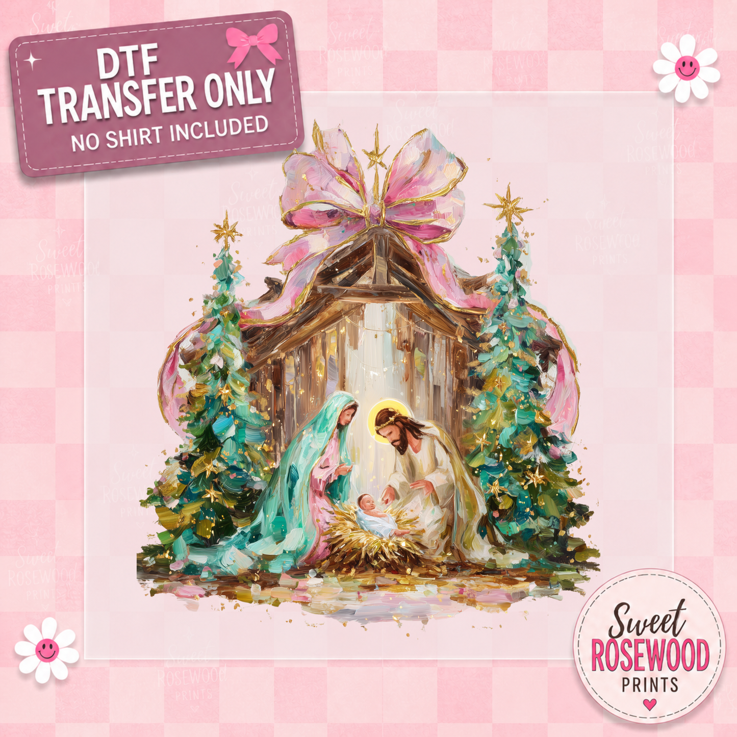 NATIVITY PINK BOW