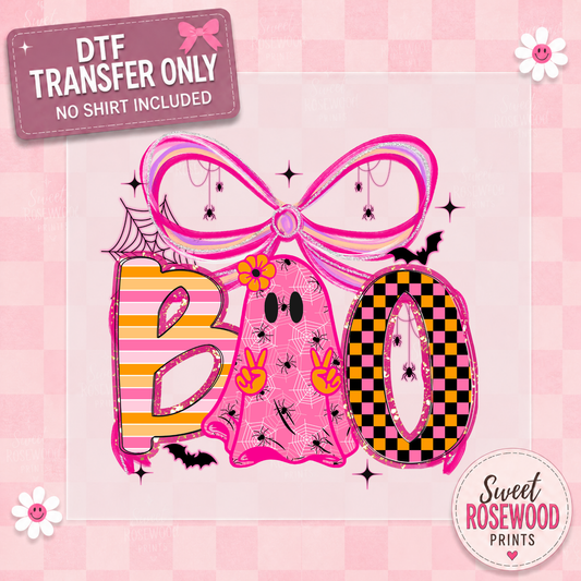 BOO GHOST & PINK BOW