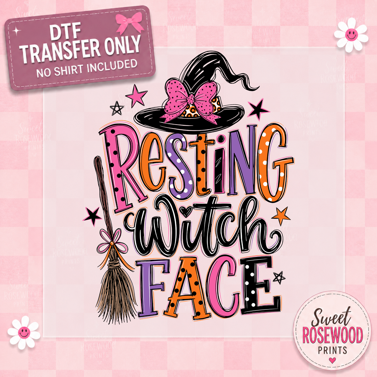 RESTING WITCH FACE HAT/BROOM