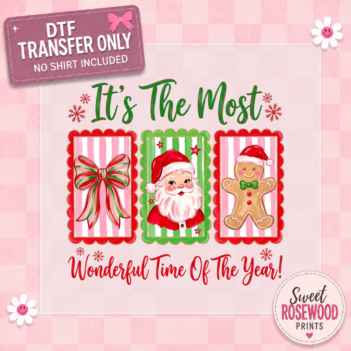 3 SQUARES - BOW, SANTA, GINGERBREAD