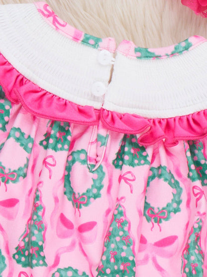 Merry Tree Smocked Ruffle Romper
