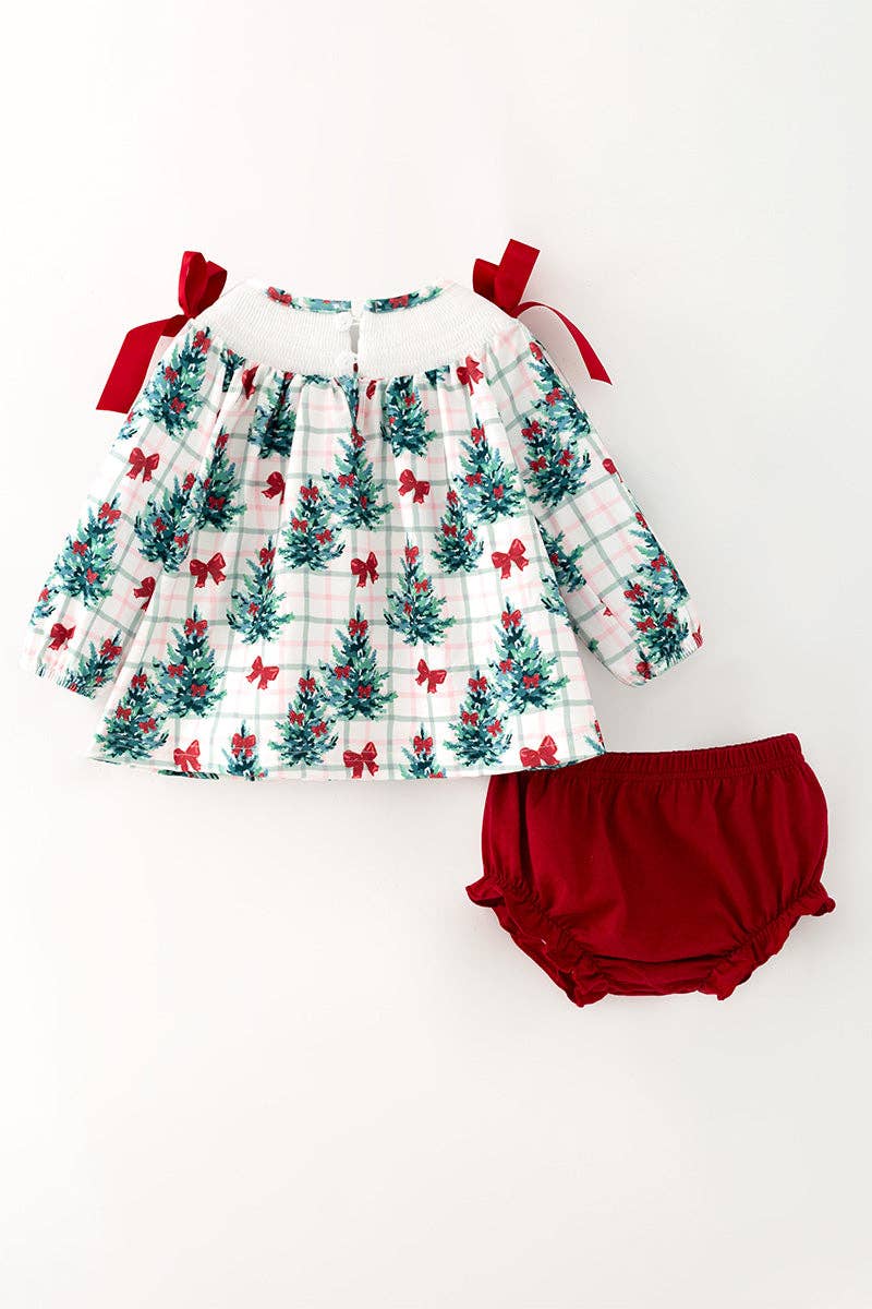 "Oh Christmas tree" Christmas tree printed tunic and red bloomers