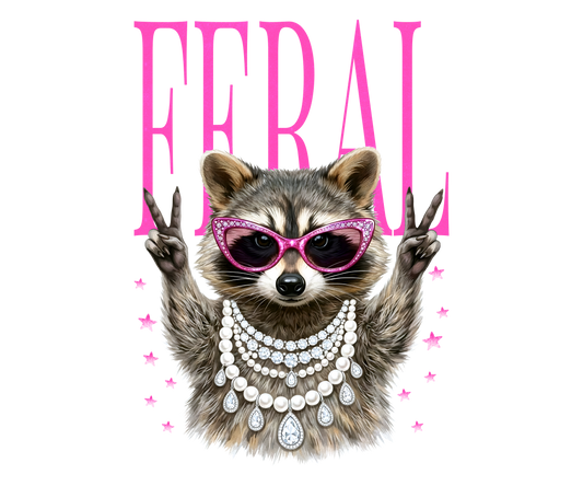 FERAL RACCOON - CLEAR FILM SCREENPRINT