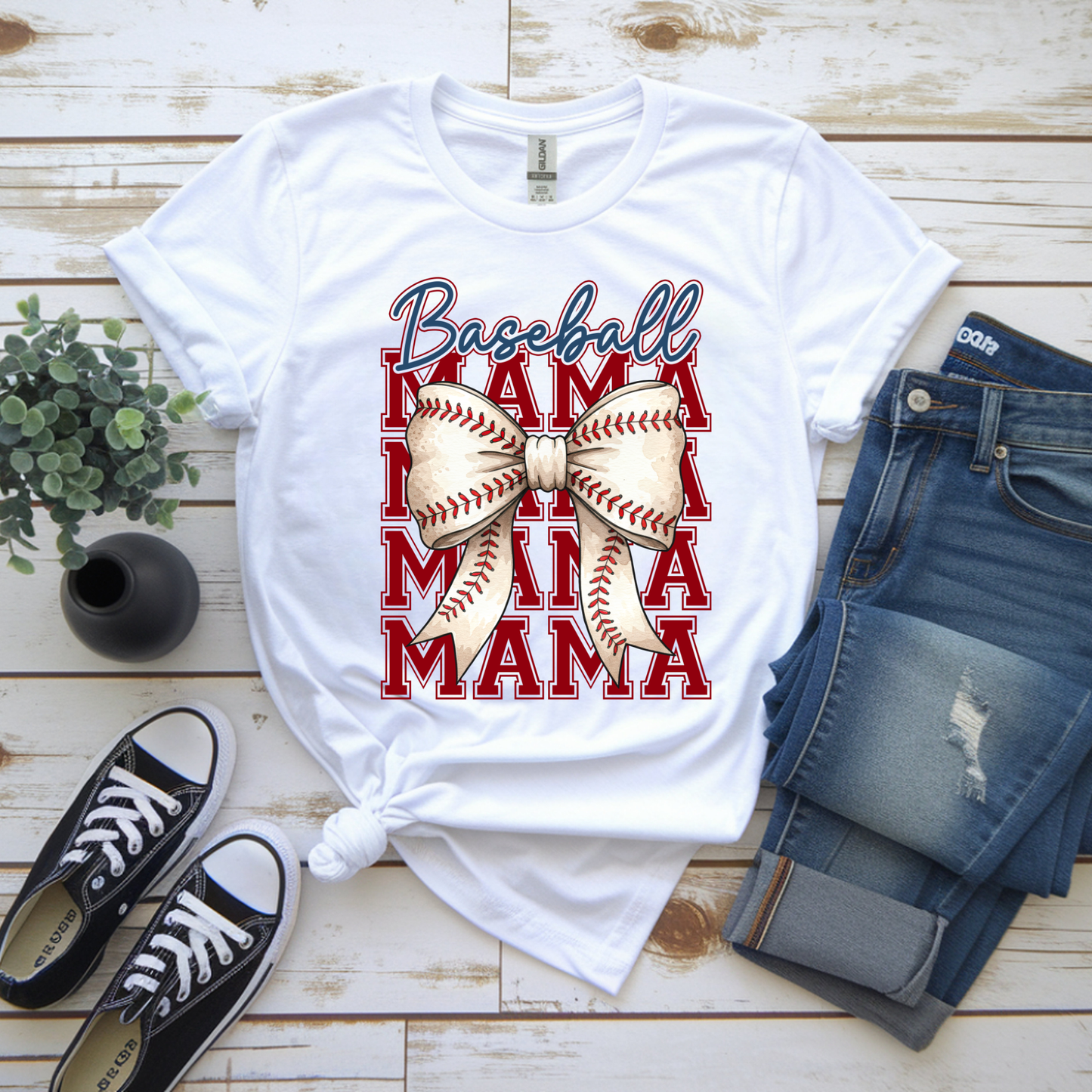 BASEBALL MAMA WITH BOW