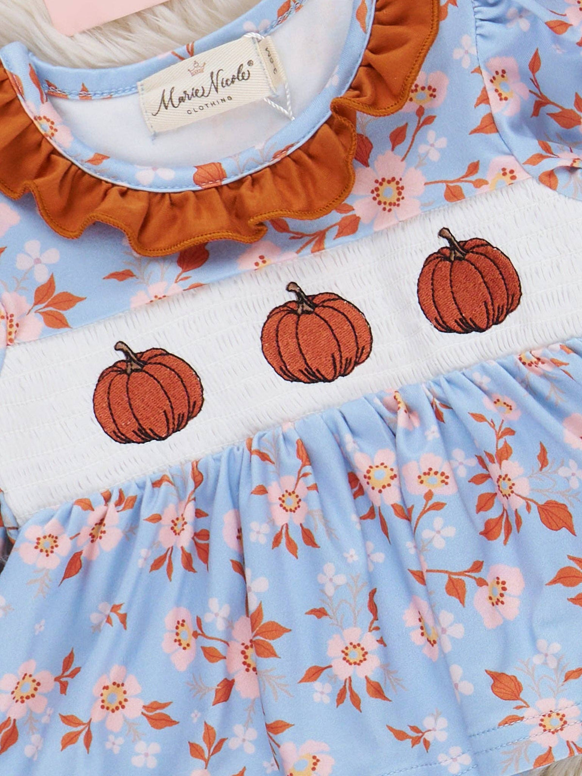 Pumpkin Floral Breeze Smocked Ruffle Bloomers Outfit