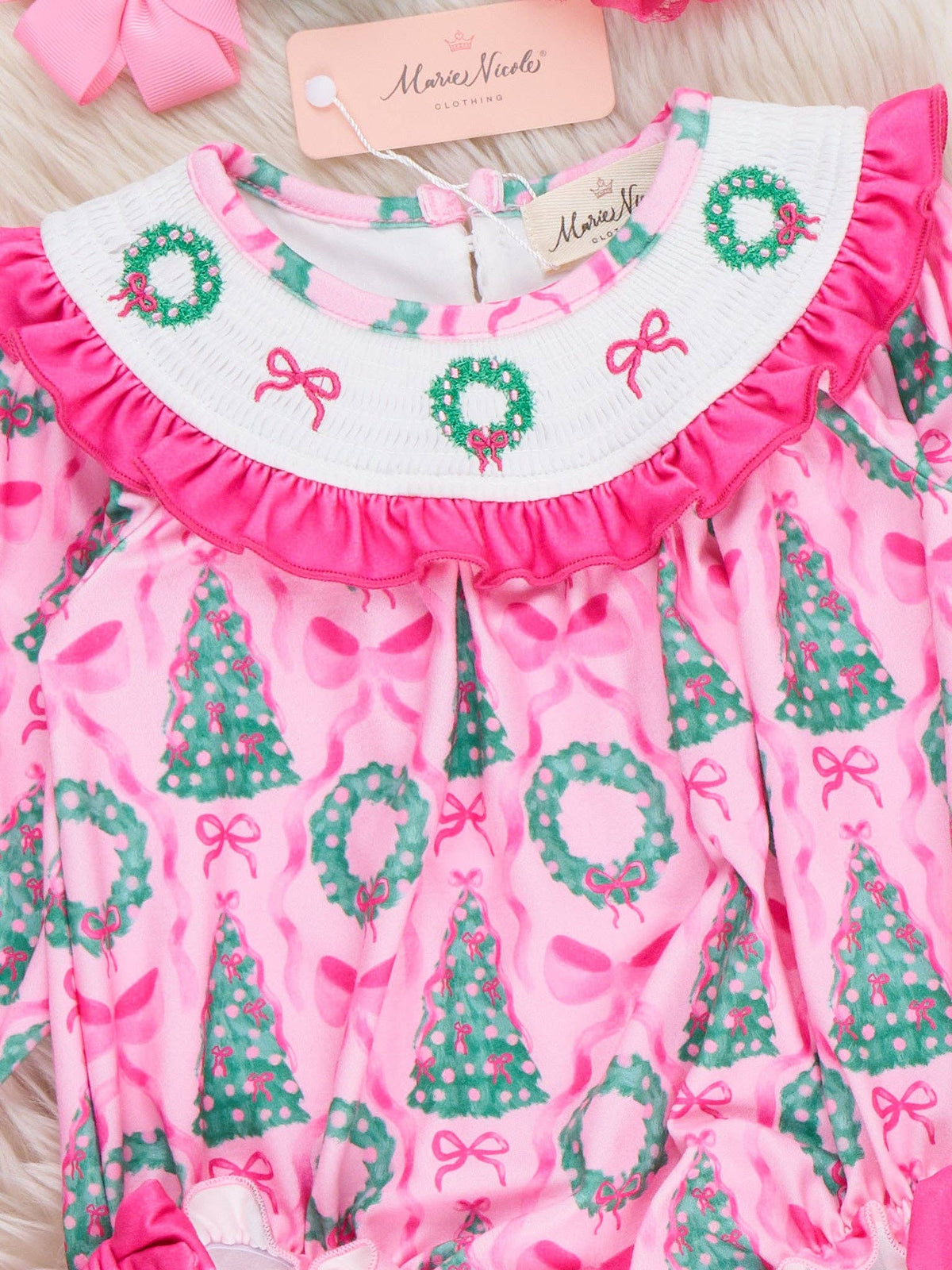 Merry Tree Smocked Ruffle Romper